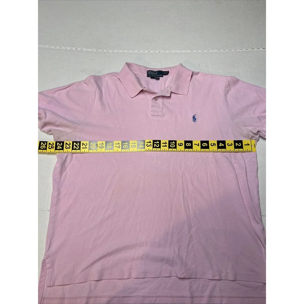 Vintage Polo Ralph Lauren Polo Shirt Men's XXL Pink Blue Pony‎ Rugby See Details